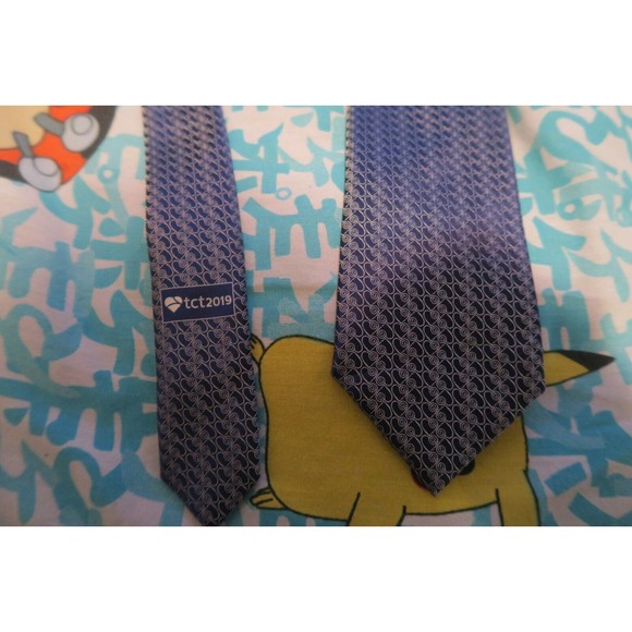 Ermenegildo Zegna Hearts Swirl Silk Tie Blue Silver TCT2019 Made in Italy Recent
